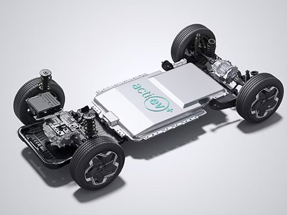 chassis and battery view of a Tata Harrier EV
