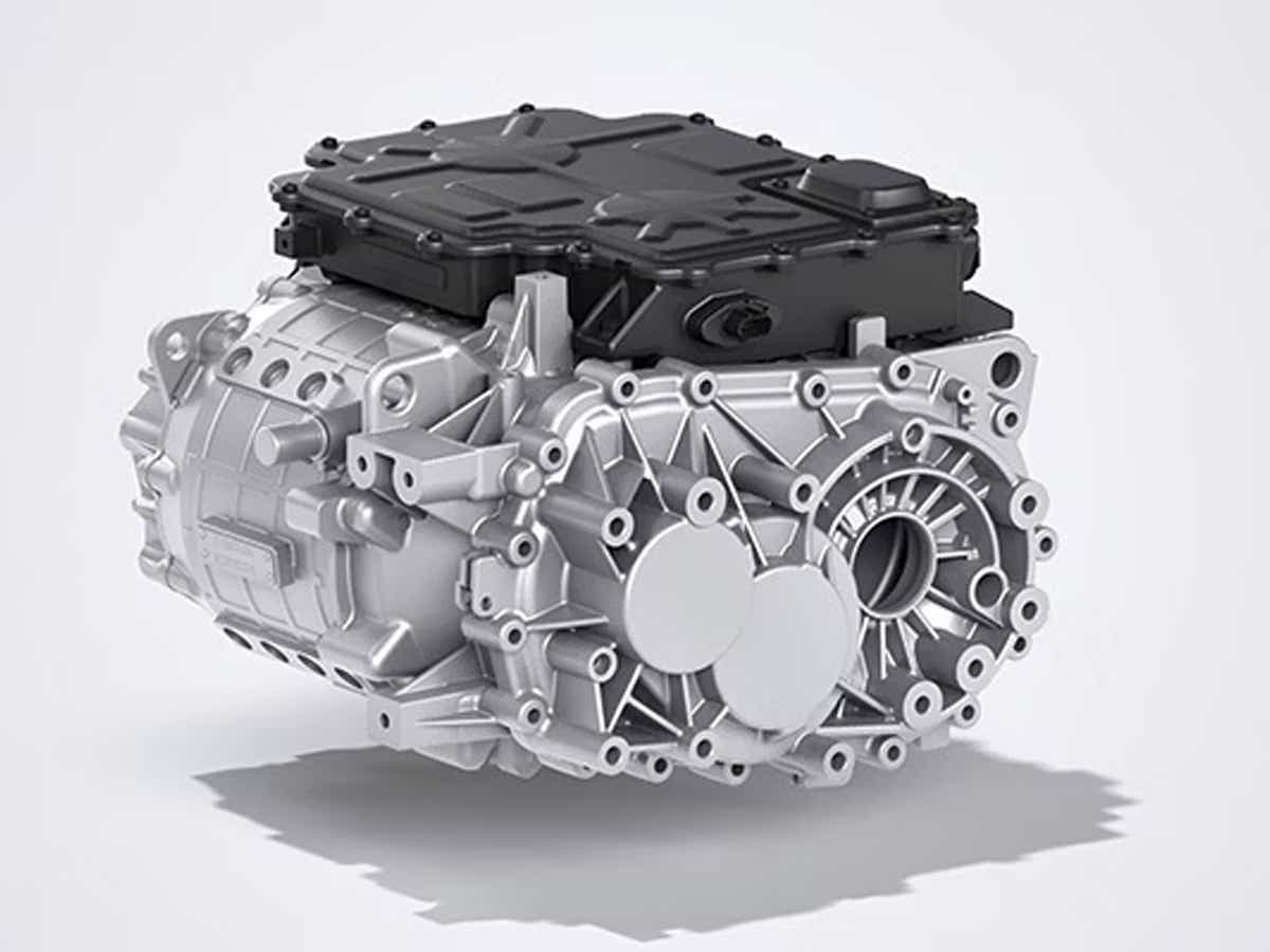 Close-up of the powertrain of a Tata Harrier EV