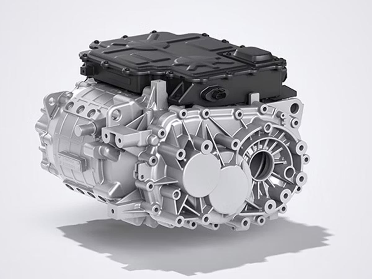 Close-up of the powertrain of a Tata Harrier EV