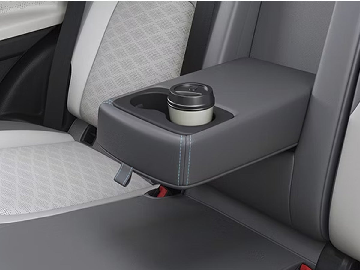 Rear seat armrest with cupholder of a Tata Harrier EV