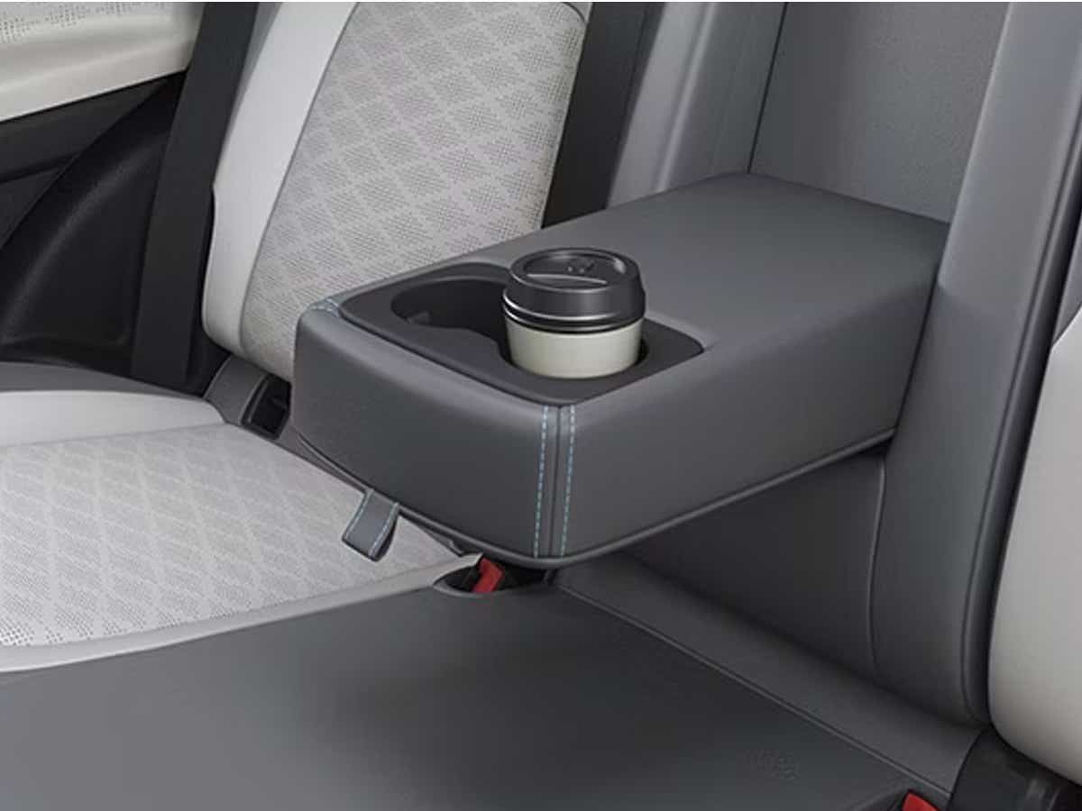 Rear seat armrest with cupholder of a Tata Harrier EV