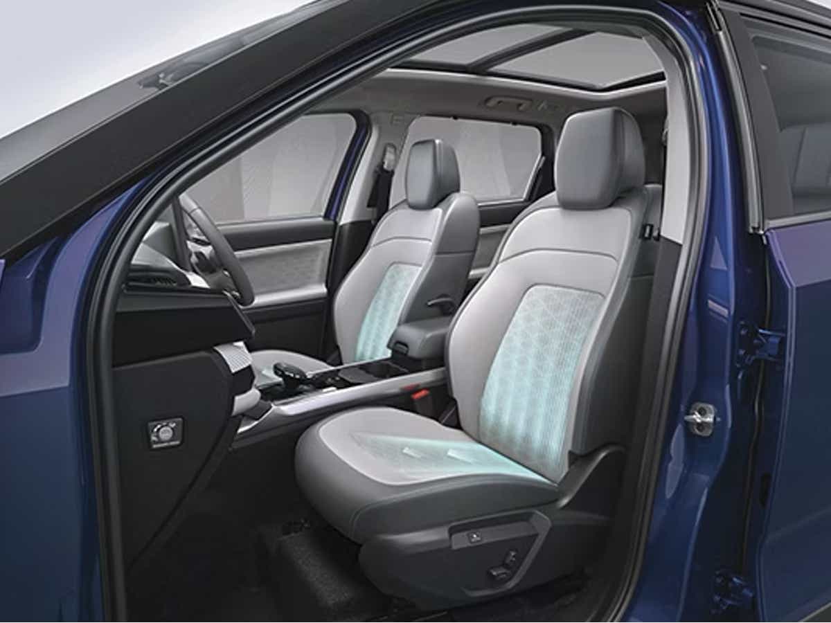 front interior seats and dashboard of a Tata Harrier EV