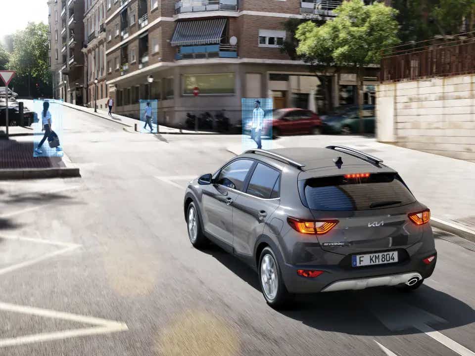 rear three-quarter view of a Kia Stonic