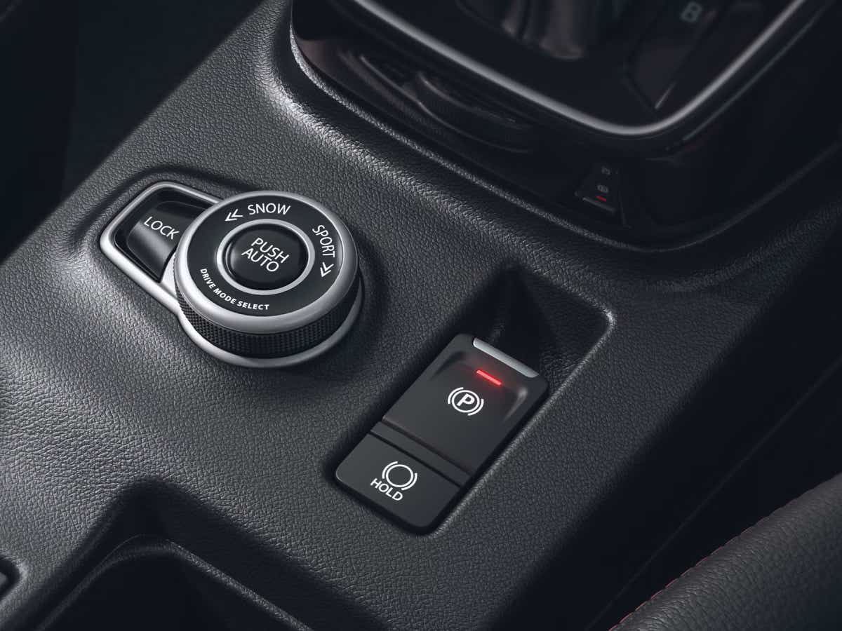 Drive mode and electronic parking brake controls of a Maruti Suzuki Victoris