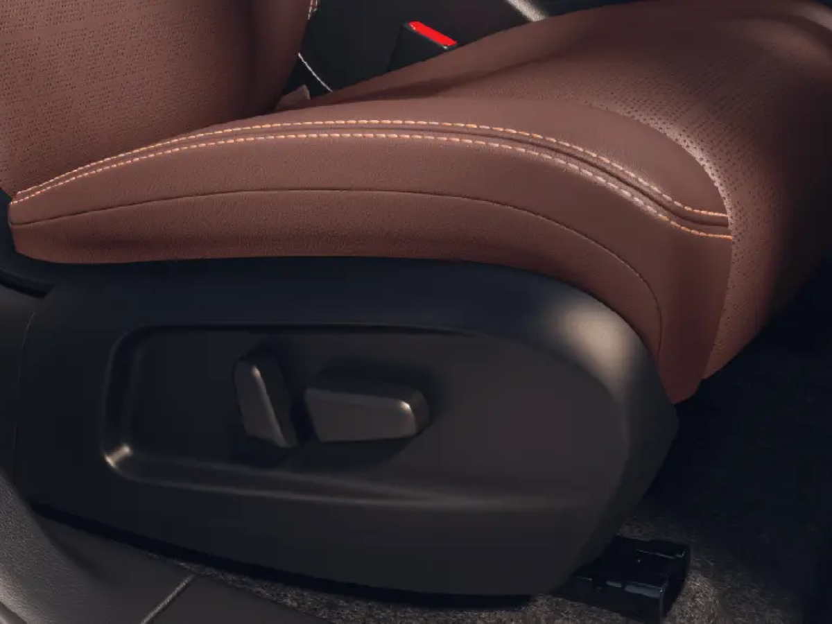 Close-up of seat adjustment controls in a Vinfast VF7