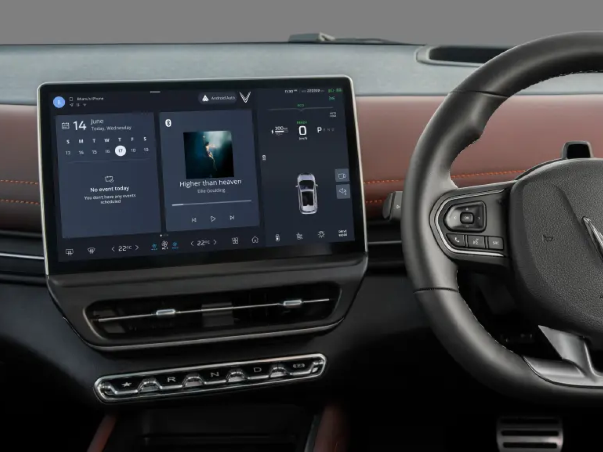 Interior dashboard view of a Vinfast VF7