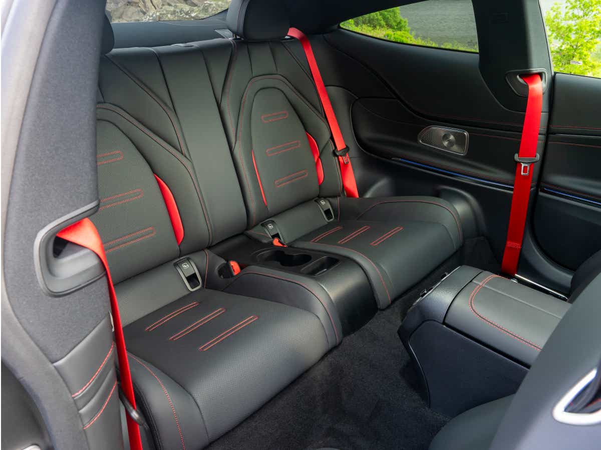 Rear seat and interior view of a Mercedes-Benz AMG CLE 53 Coupe
