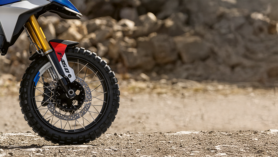 Front wheel close-up of a BMW F 450 GS