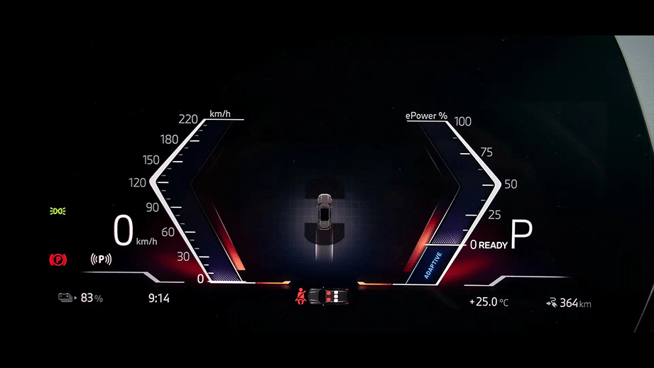 Digital instrument cluster display of BMW iX1 LWB