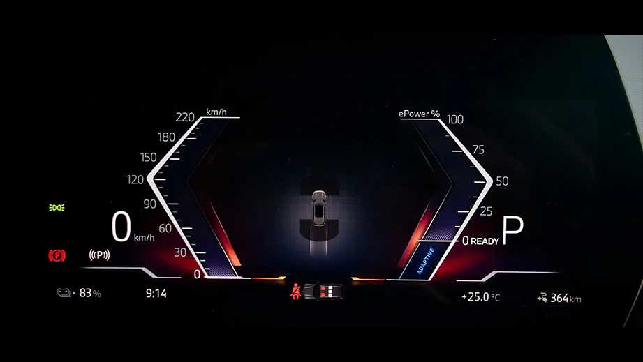Digital instrument cluster display of BMW iX1 LWB