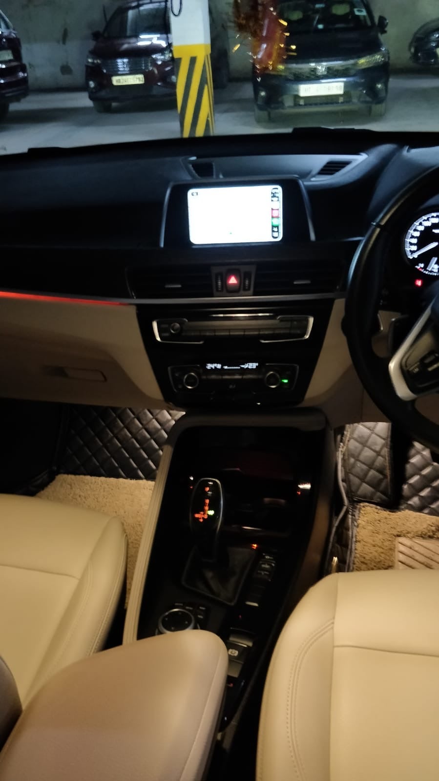 Interior dashboard and center console of a BMW X1