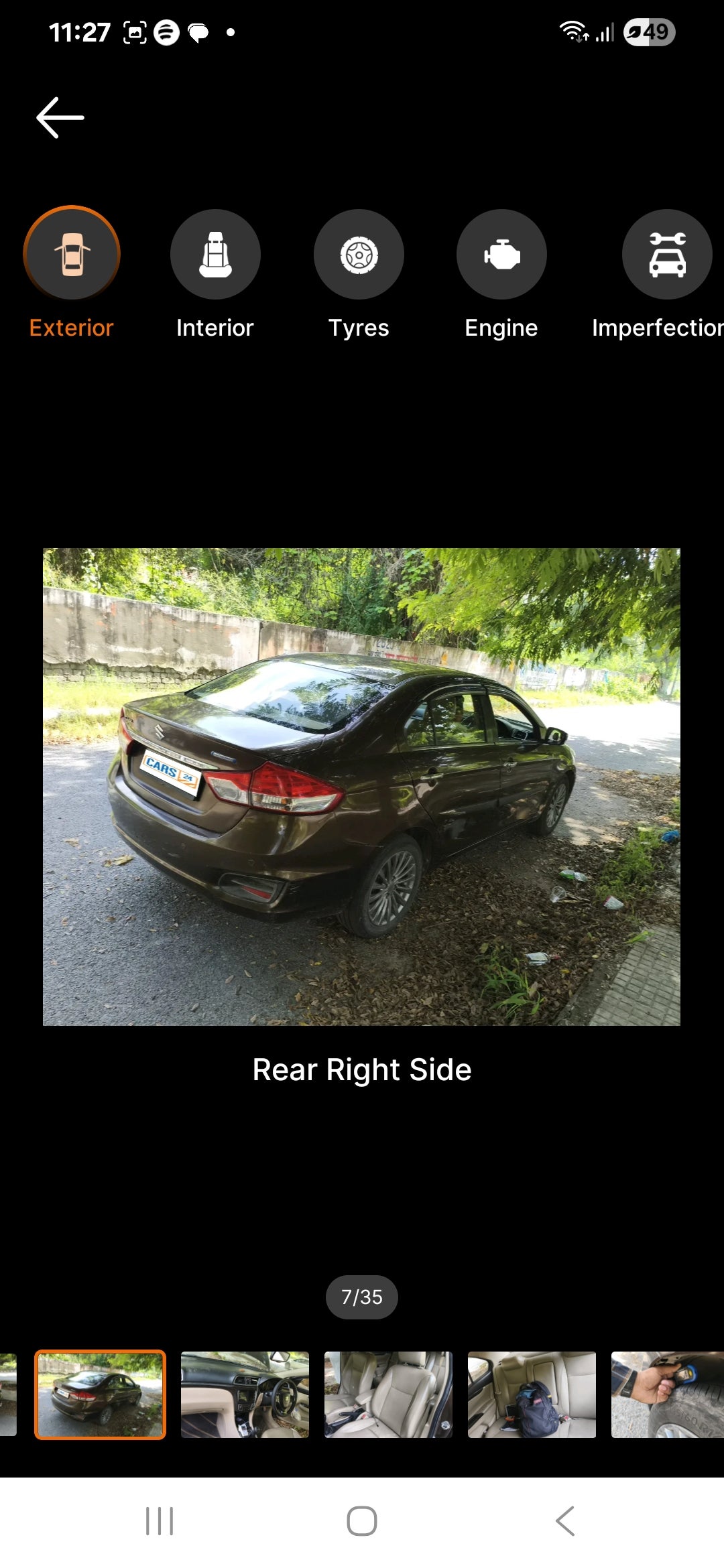 Rear right side of a Maruti Suzuki Ciaz