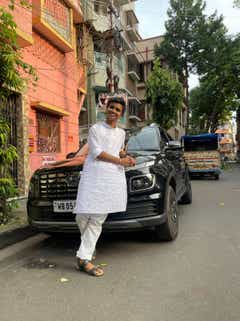 Front view of a Abyss Black Hyundai Creta