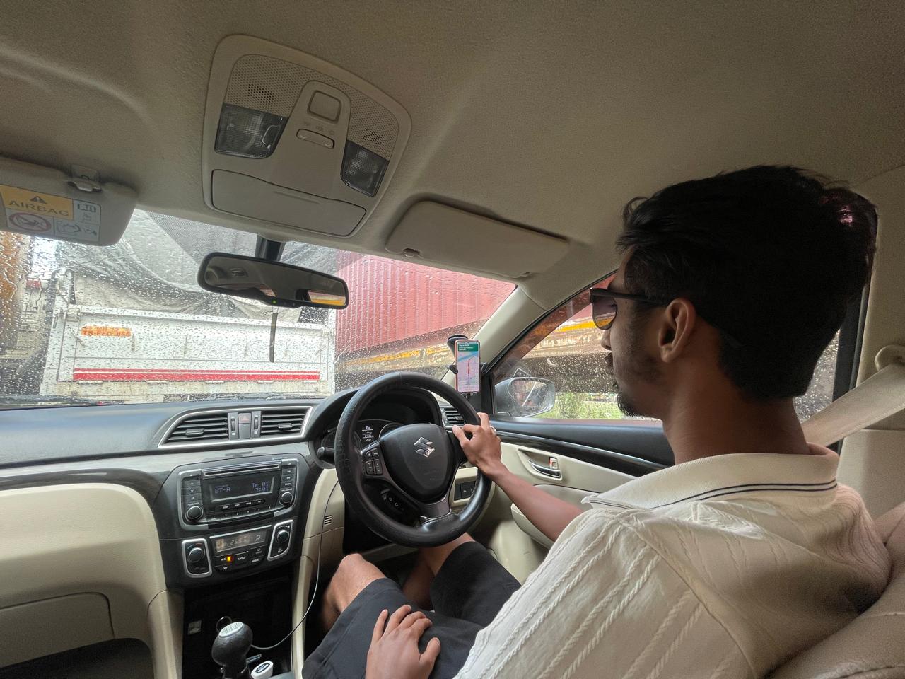 Interior dashboard and steering view of a Maruti Suzuki Ciaz