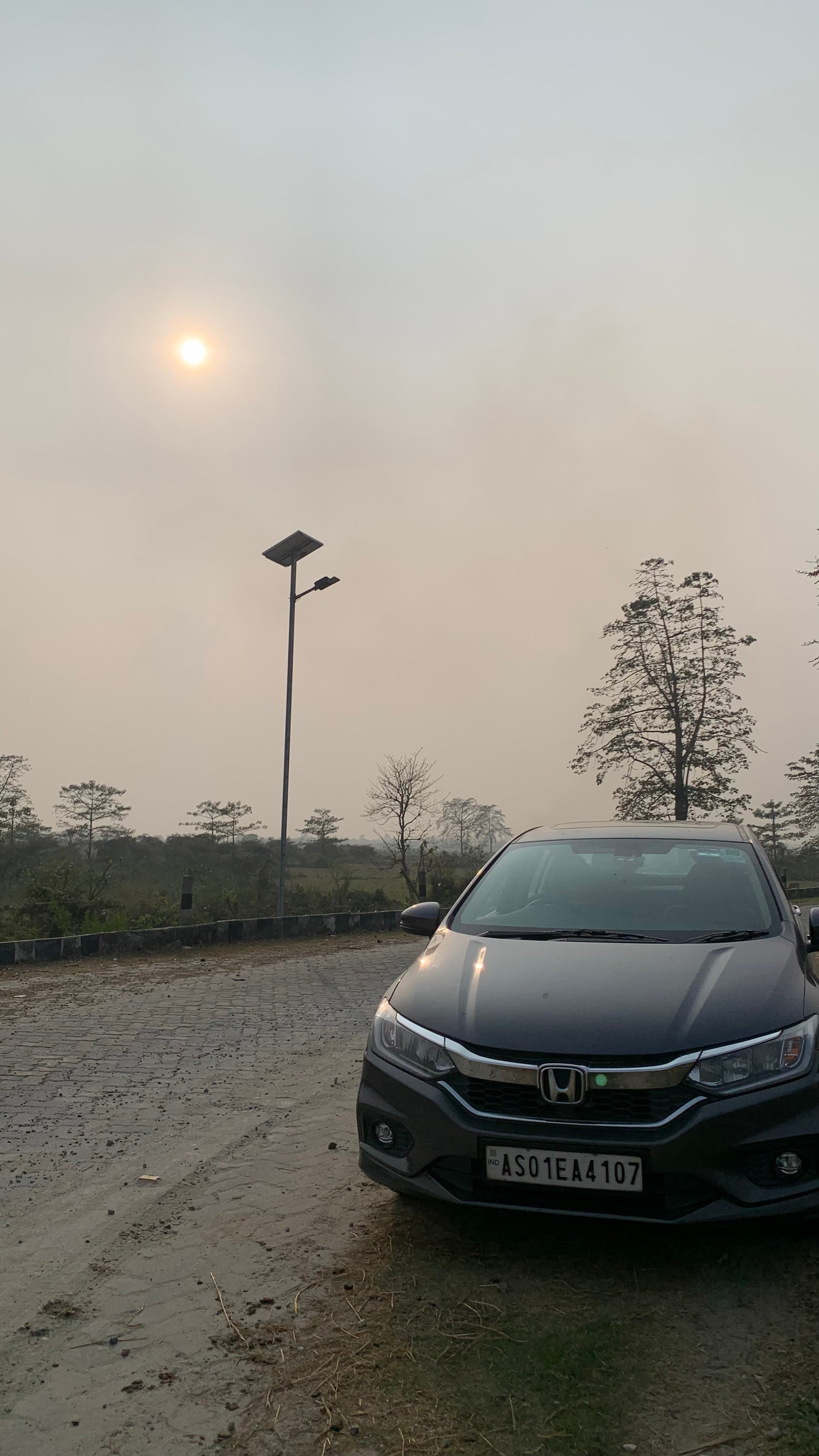 Front view of a Meteoroid Grey Metallic Honda City
