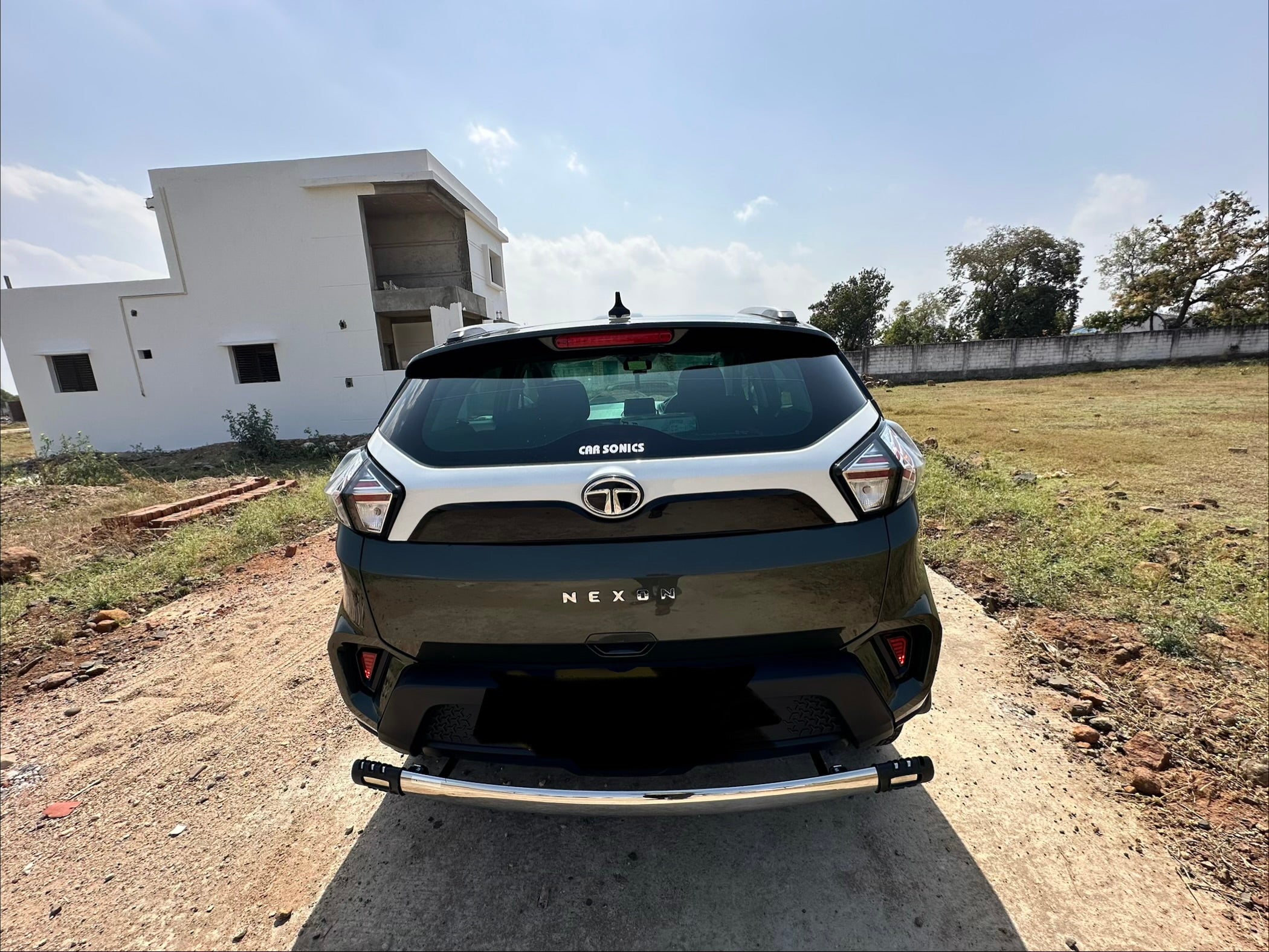 Rear view of a Tata Nexon