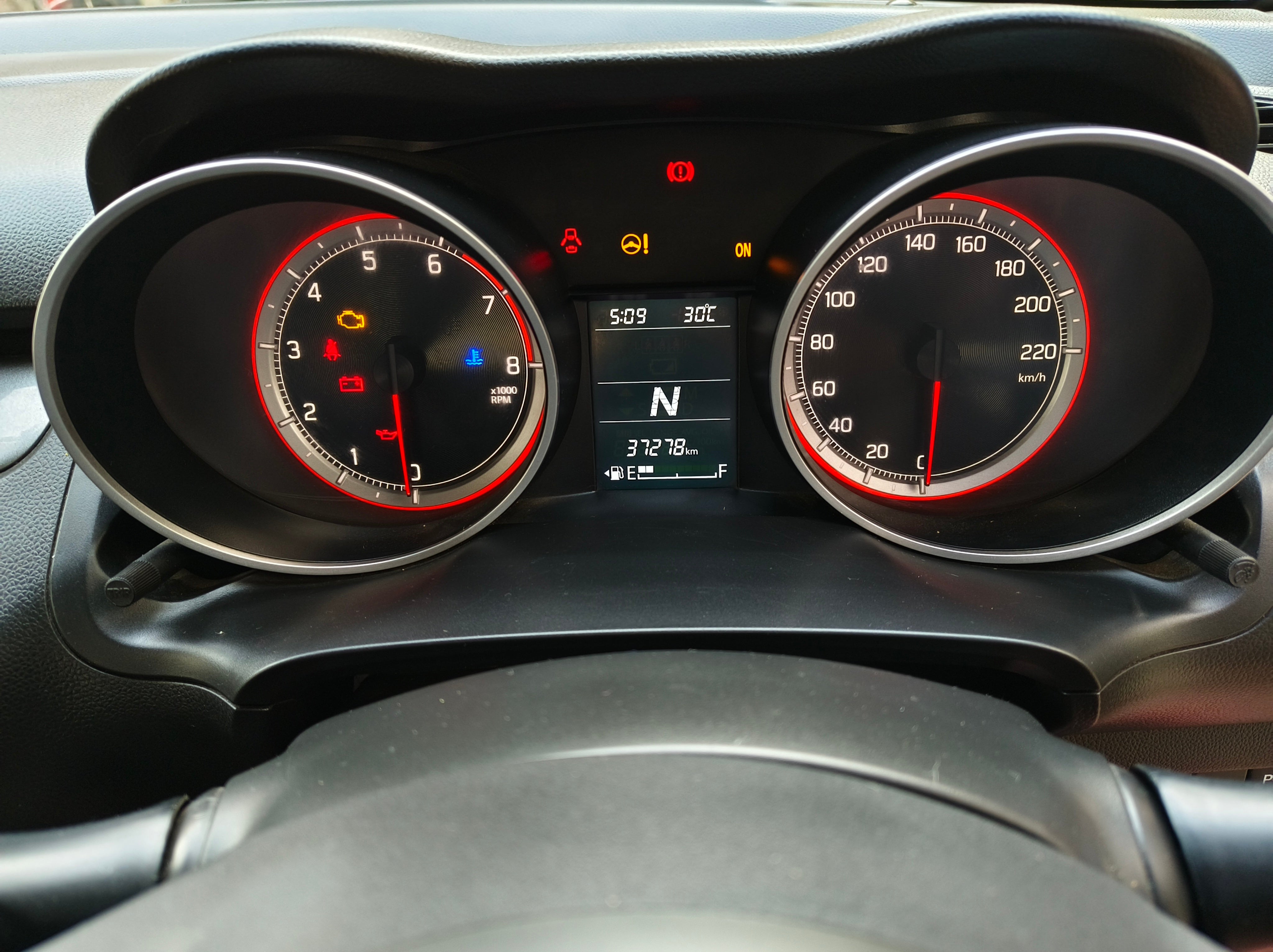 Instrument cluster view of a Maruti Suzuki Swift