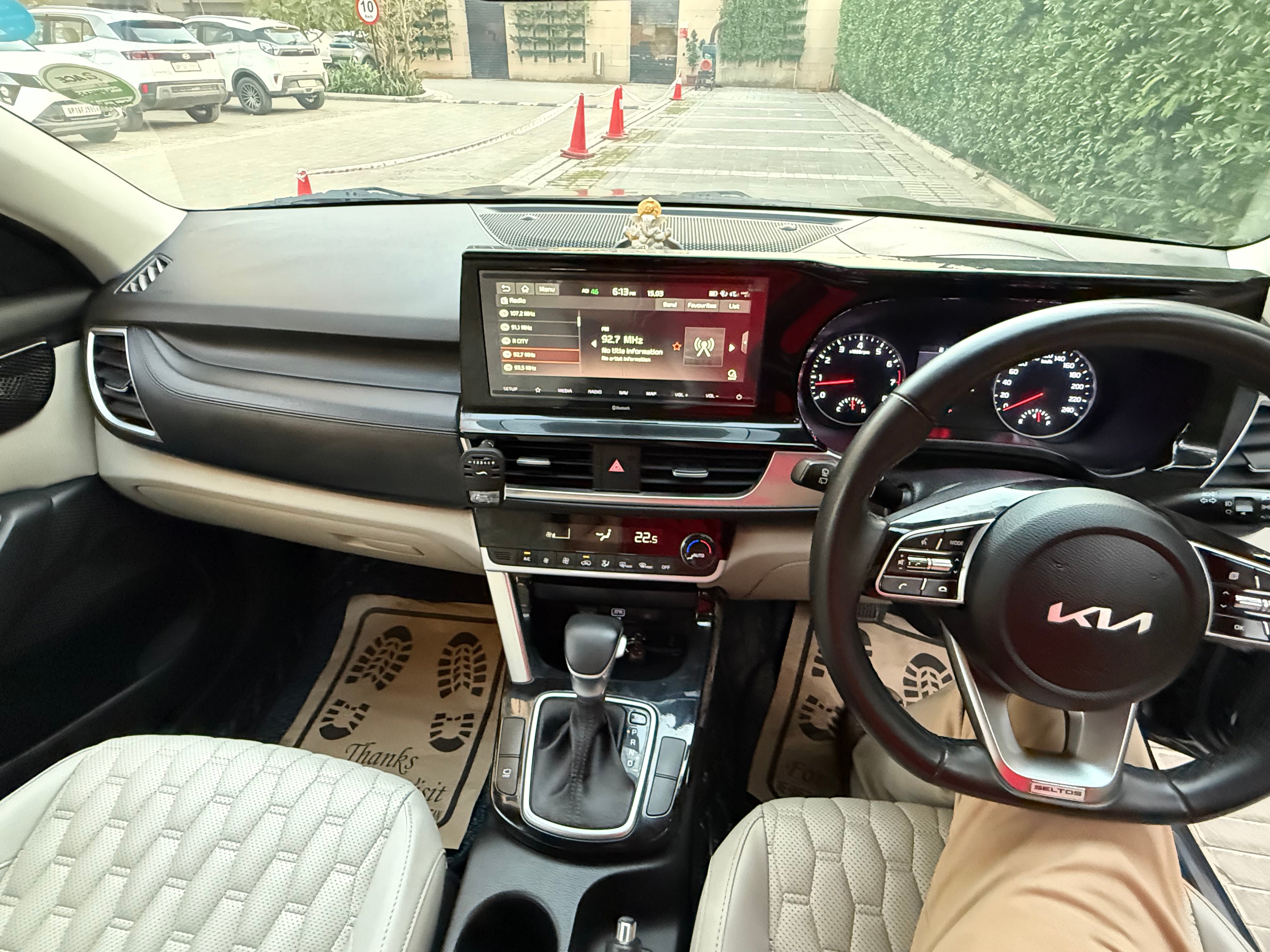 Interior dashboard view of a Kia Seltos