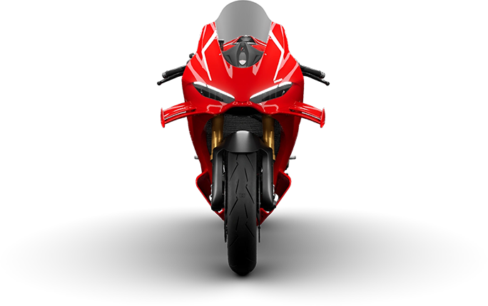 Front view of a Ducati Red Ducati Panigale V4 R