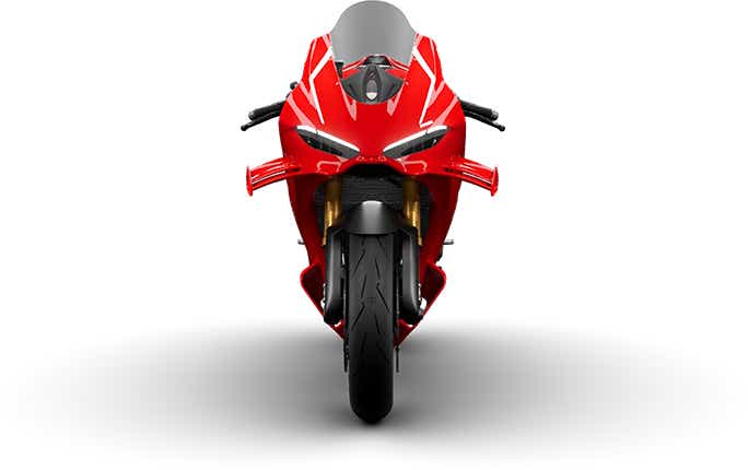 Front view of a Ducati Red Ducati Panigale V4 R