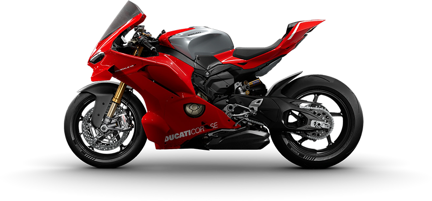 Side view of a Ducati Red Ducati Panigale V4 R