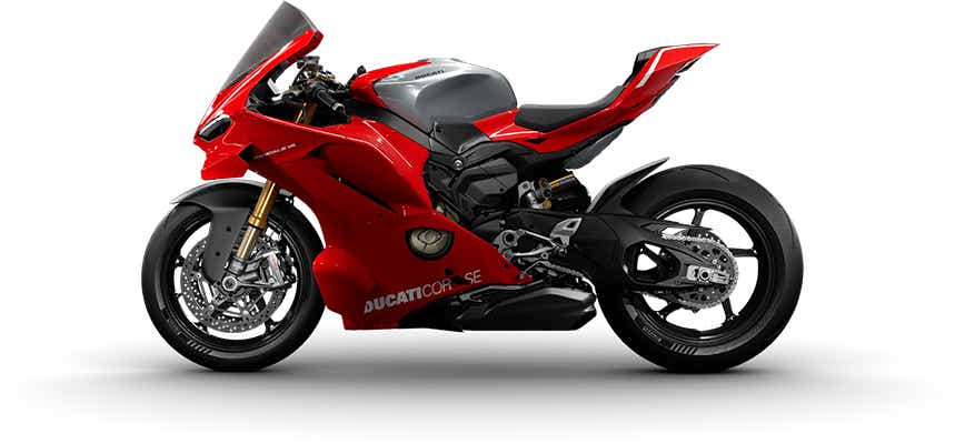 Side view of a Ducati Red Ducati Panigale V4 R