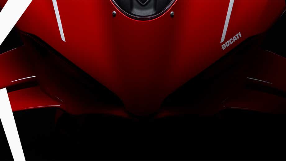 Front view of a Ducati Red Ducati Panigale V4 R
