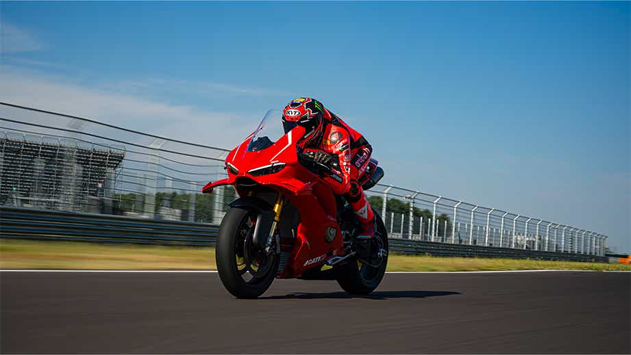 Front view of a Ducati Red Ducati Panigale V4 R
