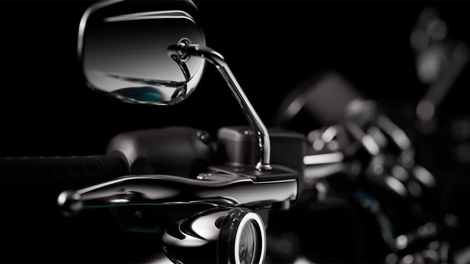 Handlebar and mirror close-up of  Harley-Davidson Breakout