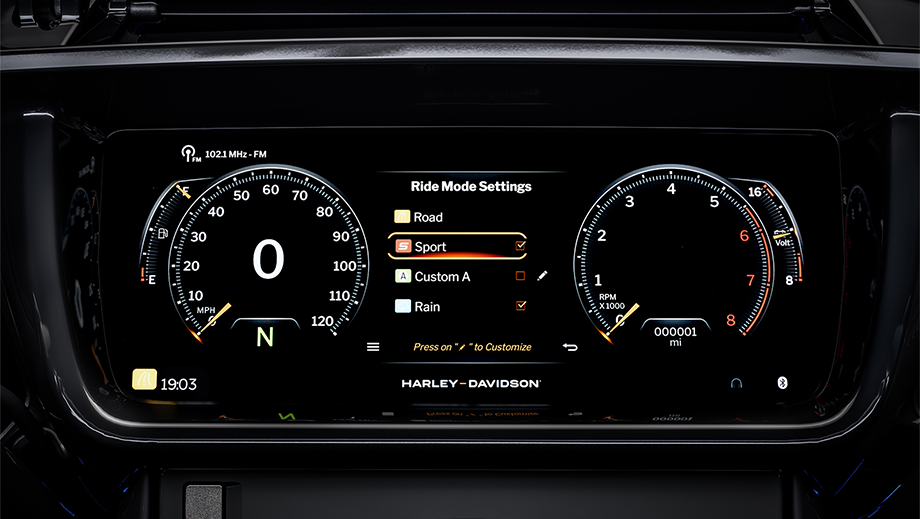 Instrument cluster close-up of Harley-Davidson CVO Street Glide