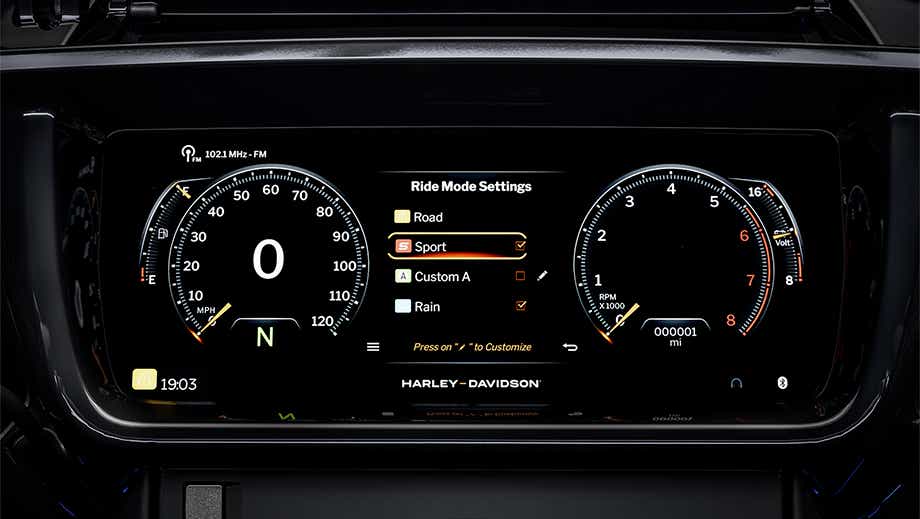 Instrument cluster close-up of Harley-Davidson CVO Street Glide