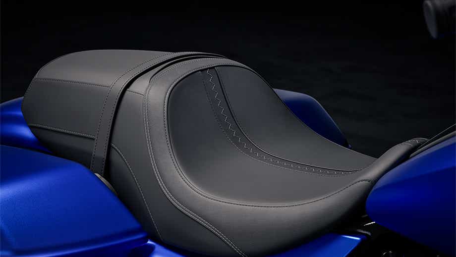 Close-up of the seat of Harley-Davidson CVO Street Glide