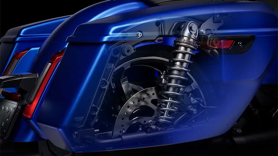 Rear suspension close-up of Harley-Davidson CVO Street Glide