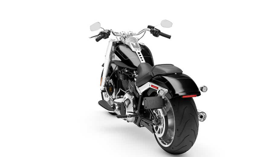 Rear three-quarter view of Harley-Davidson Fat Boy 2026