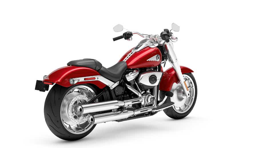 Rear three-quarter view of Harley-Davidson Fat Boy 2026