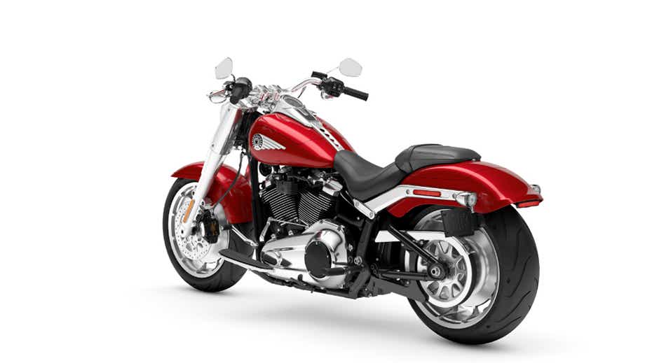 Rear three-quarter of Harley-Davidson Fat Boy 2026
