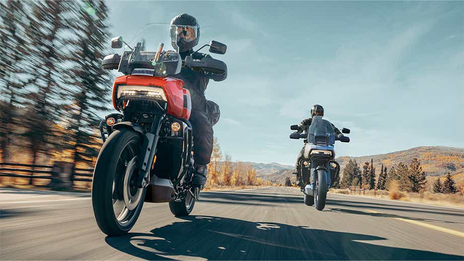 Front view of a Harley-Davidson Pan America 1250 Special on the open road