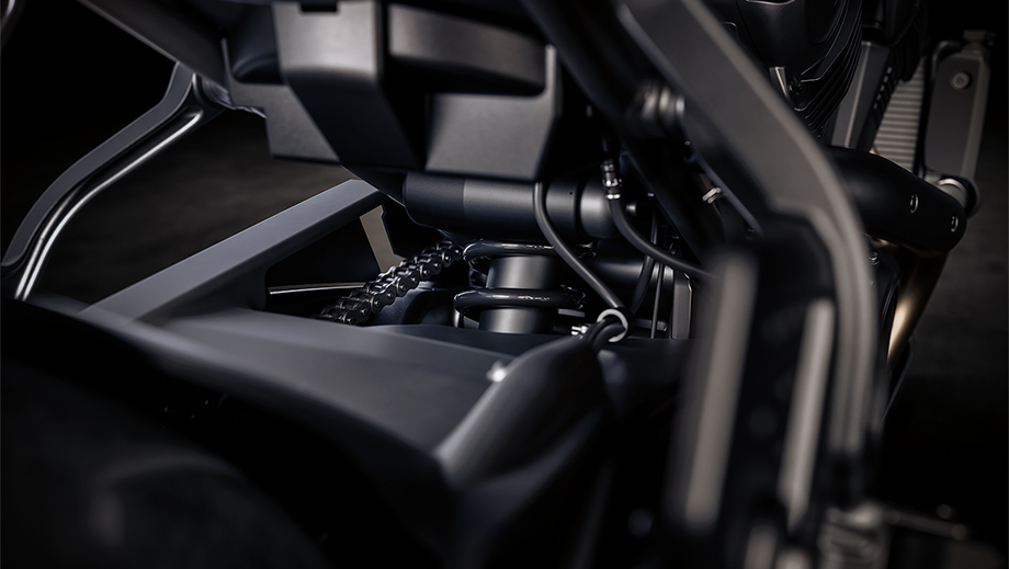 Rear suspension detail of a Harley-Davidson Pan America 1250 ST