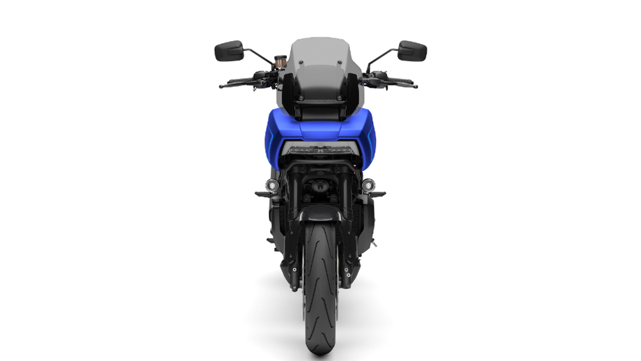 Front view of a Aurora Blue Denim Harley-Davidson Pan America 1250 S