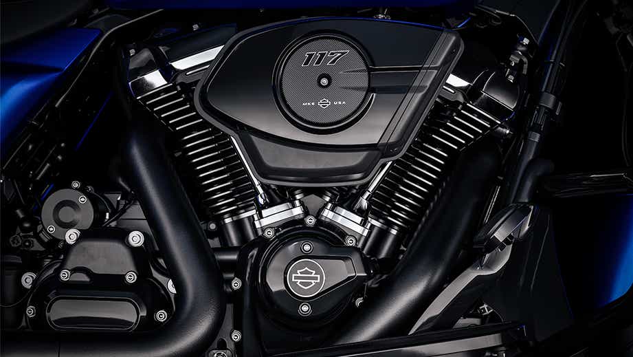 Engine close-up of a Harley-Davidson Street Glide