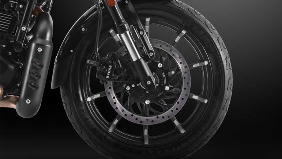 Front wheel close-up of Harley-Davidson x440 T