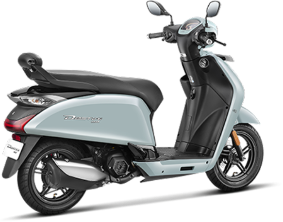 Rear three-quarter of a Aqua Grey Hero Destini 110