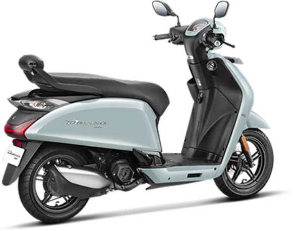 Rear three-quarter of a Aqua Grey Hero Destini 110