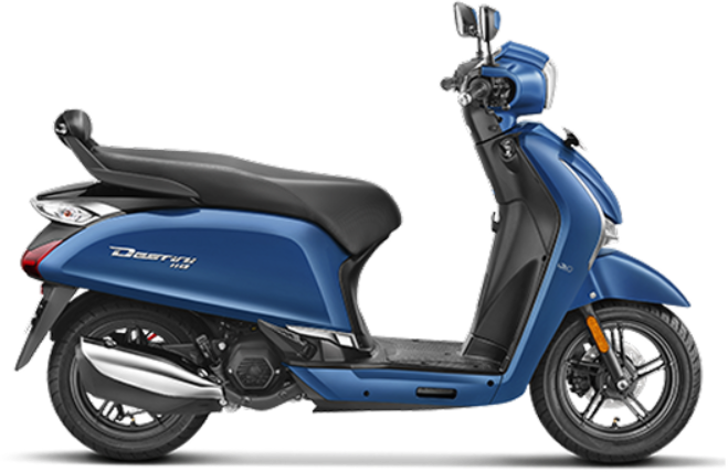 Side view of a nexus-blue Hero Destini 110