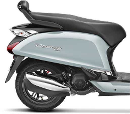 Rear three-quarter of a Aqua Grey Hero Destini 110