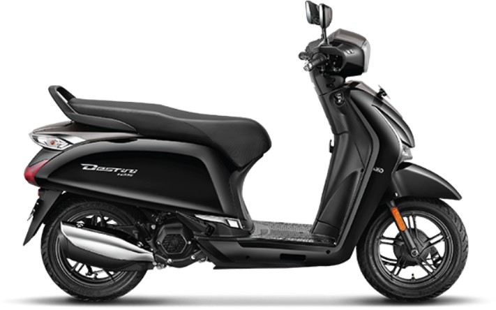 Side view of a Regal Black Hero Destini 125