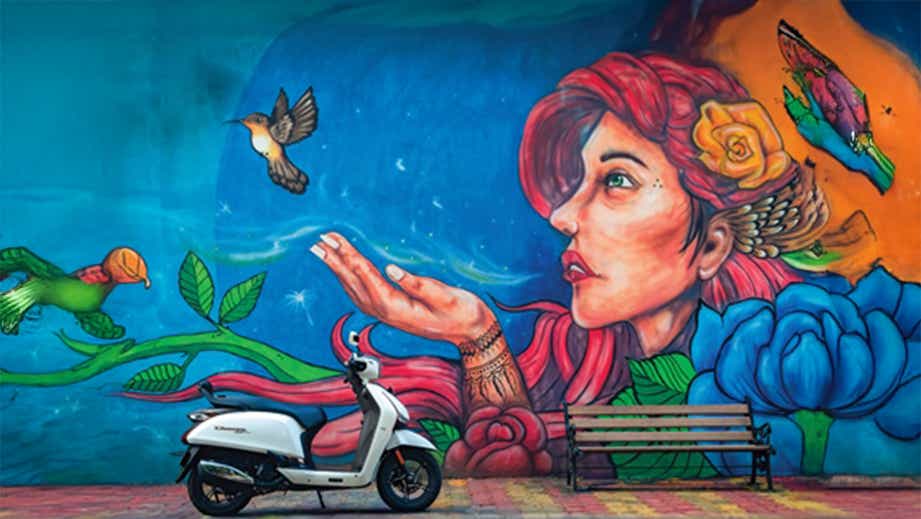 Side view of a Eternal White Hero Destini 125