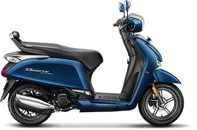 Side view of a Cosmic Blue Hero Destini 125