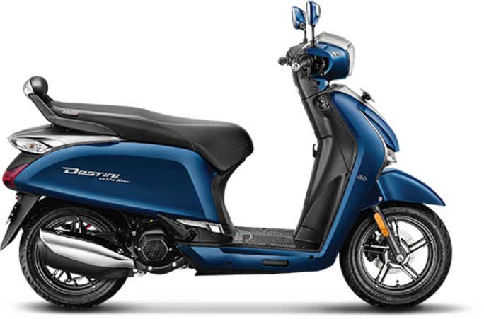 Side view of a Cosmic Blue Hero Destini 125