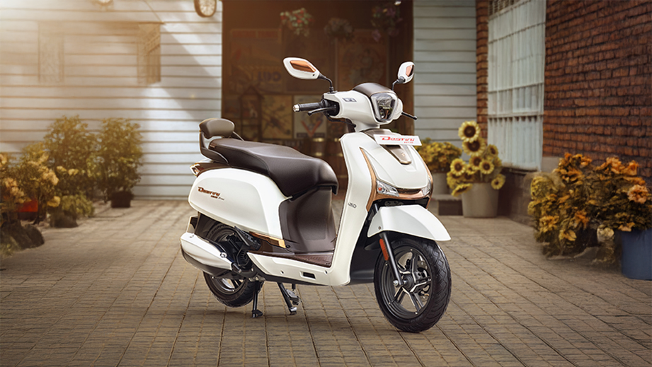 Side view of a eternal white Hero Destini 125